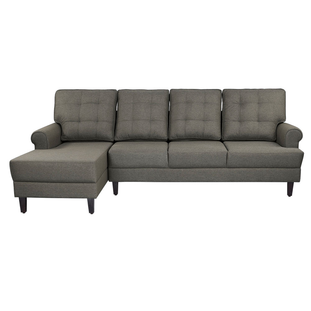 Wakefit Dreamer L - Shape Sofa Set (3 Seater + Left Aligned Chaise) - Omega Grey